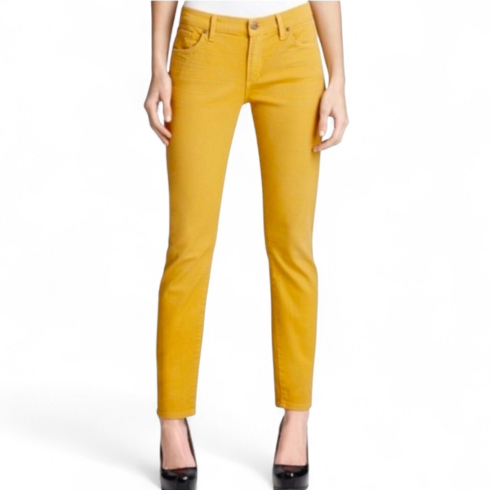 CITIZENS OF HUMANITY Thompson Mid Rise Raw Hem Skinny in Mustard Wash - Size 27